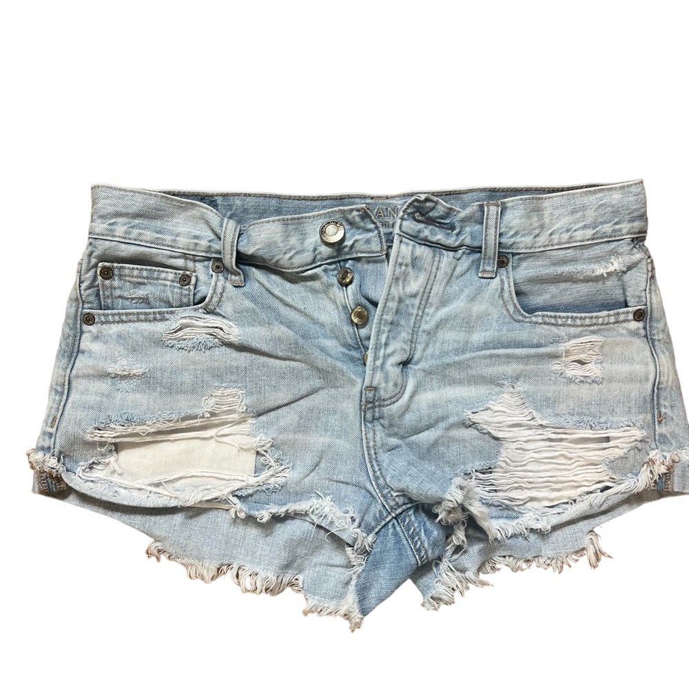 Women's American Eagle Light Blue Cut Off Jeans Shorts Distressed ~ Size 8
